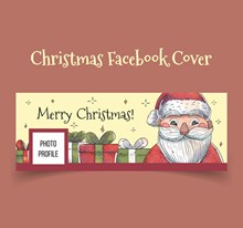 彩绘圣诞老人脸书封面图片矢量下载