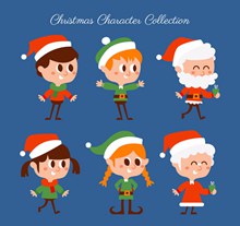 6款可爱圣诞节角色设计矢量图下载