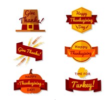 6款创意感恩节标签矢量图