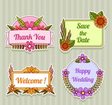 4款彩色纸质婚礼标签矢量素材