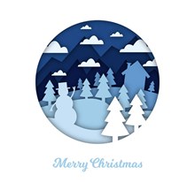 创意圣诞节森林和雪人剪贴画图矢量下载
