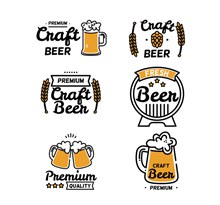 6款手绘精酿啤酒标签矢量图
