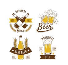 4款创意啤酒标签设计矢量图下载