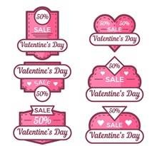 6款粉色手绘情人节折扣标签图矢量图下载