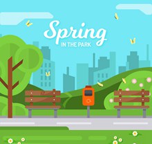 创意春季公园风景矢量图下载