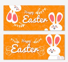 2款橙色复活节兔子banner矢量图下载