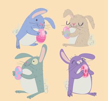 4款手绘复活节兔子矢量图片
