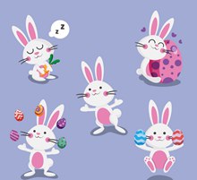 5款卡通白兔和彩蛋矢量下载