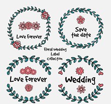 4款手绘婚礼花环矢量素材