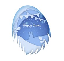 白色复活节彩蛋里的兔子图矢量图片