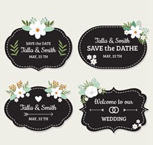 4款黑色婚礼标签矢量图片