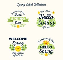 4款创意春季黄色花卉标签图矢量素材