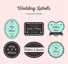6款复古婚礼标签设计矢量下载