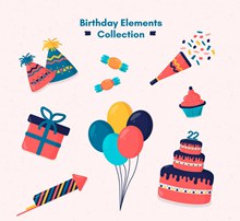 10款彩色生日派对元素设计矢量图下载