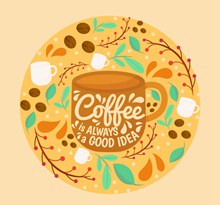 彩绘花纹咖啡矢量图