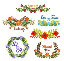 6款纸质花卉婚礼标签图矢量图片