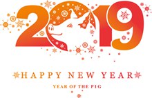 创意2019年猪头艺术字图矢量