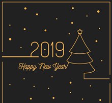 2019年金色新年圣诞树矢量图片