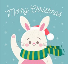 可爱圣诞节招手的兔子矢量素材