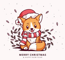 可爱圣诞装扮狐狸矢量下载