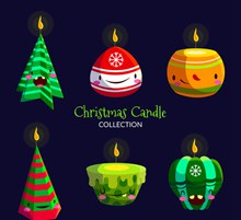 6款可爱表情圣诞蜡烛矢量图