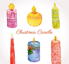 6款水彩绘圣诞蜡烛矢量素材