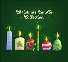 6款彩色圣诞蜡烛设计图矢量图片