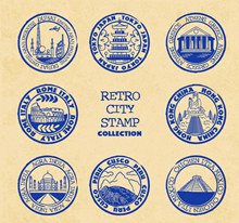 8款复古旅游城市邮戳图矢量下载