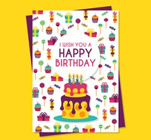 彩色生日蛋糕祝福卡设计矢量素材