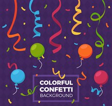彩色纸屑和节日气球矢量图片