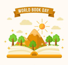 创意世界图书日掀开书本里的自然图矢量图下载