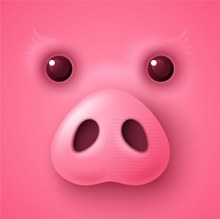 卡通粉色猪脸设计矢量图下载