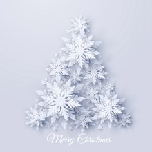 白色雪花组合圣诞树矢量素材