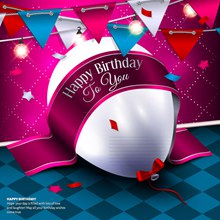 白色生日气球和三角拉旗矢量图片