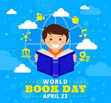 创意世界图书日阅读的男孩图矢量图