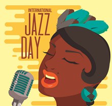 创意国际爵士乐日黑人女歌手图矢量图下载