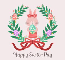 可爱复活节兔子和花卉矢量下载