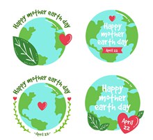 4款绿色世界地球日地球和爱心图矢量下载