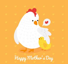 彩绘母亲节母鸡和鸡仔矢量图片