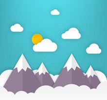 创意云中的雪山风景剪贴画矢量图下载