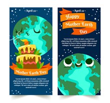 2款可爱世界地球日地球banner矢量素材
