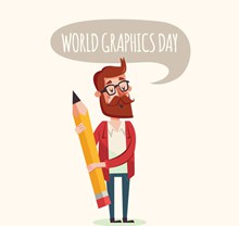 创意世界平面设计日男子图矢量图片