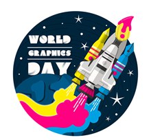 创意世界平面设计日火箭矢量图下载