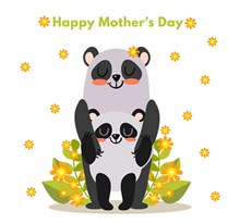 可爱母亲节熊猫母子矢量