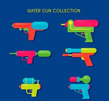 6款彩色玩具水枪矢量图片