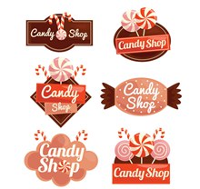 6款创意糖果店标签矢量图片