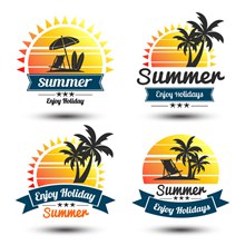 4款创意夏季假期太阳标签图矢量图片