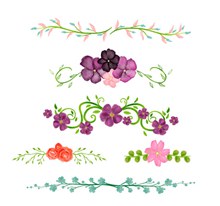 7款彩绘花卉花边矢量图片