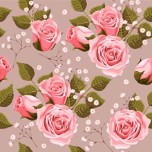 粉色玫瑰花无缝背景图矢量素材