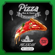 创意墨西哥餐馆披萨海报图矢量图下载